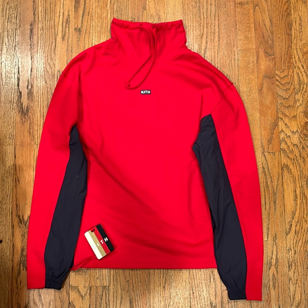 KITH LS  SKI PULLOVER HEAVY JERSEY RED BLACK XS NWT